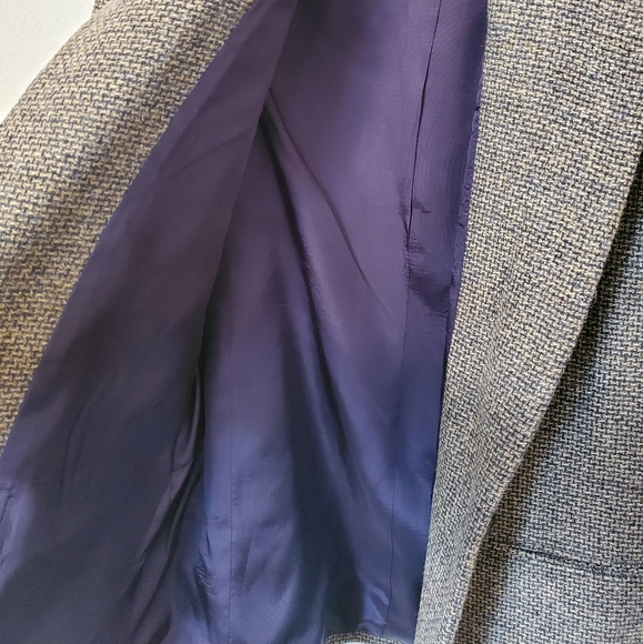 Size 8 Medium Vintage Wool Tweed Dumas Navy & Cream Blazer - Picture 6 of 8